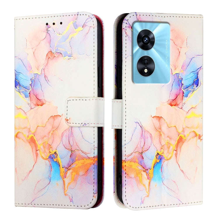 For OnePlus Nord N300 PT003 Marble Pattern Flip Leather Phone Case(Galaxy Marble White)
