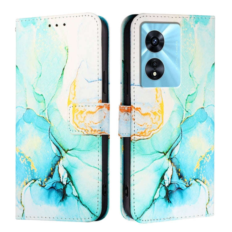 For OnePlus Nord N300 PT003 Marble Pattern Flip Leather Phone Case(Green)
