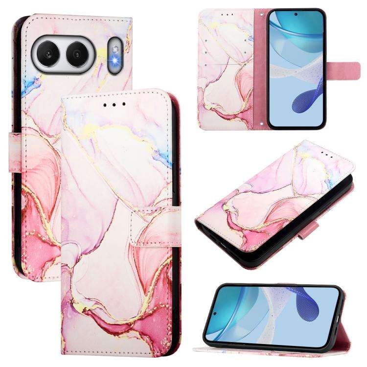 For OnePlus Nord 4 5G PT003 Marble Pattern Flip Leather Phone Case(Rose Gold)
