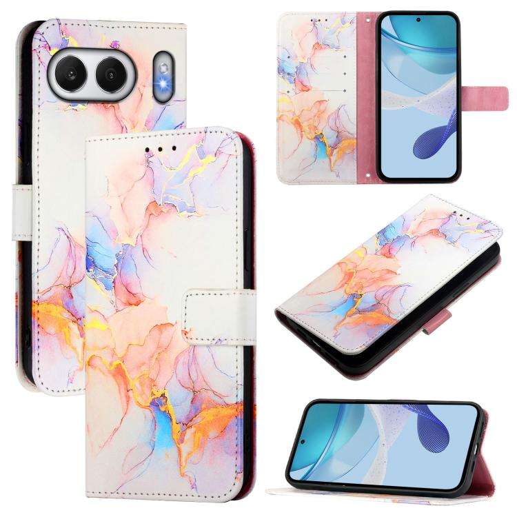 For OnePlus Nord 4 5G PT003 Marble Pattern Flip Leather Phone Case(Galaxy Marble White)