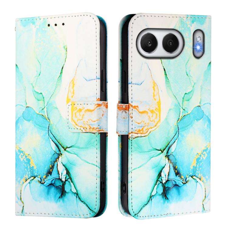 For OnePlus Nord 4 5G PT003 Marble Pattern Flip Leather Phone Case(Green)