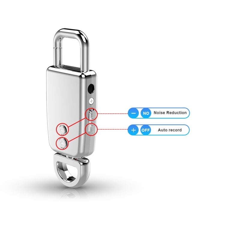 JNN S20 Zinc Alloy Keychain Voice Recorder, Memory:16GB(Black)
