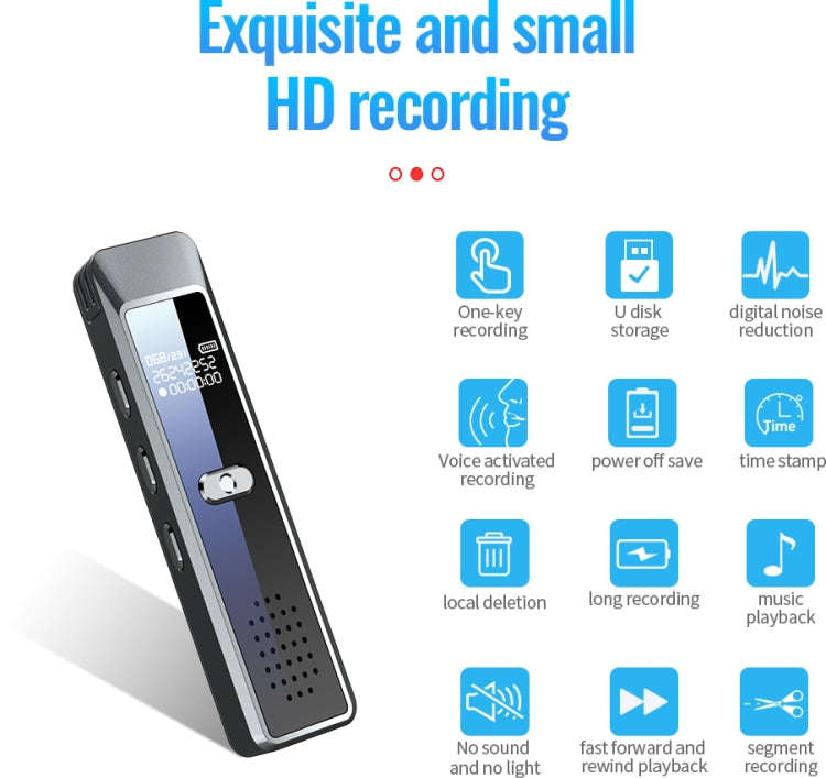 JNN Q7 Mini Portable Voice Recorder with OLED Screen, Memory:4GB(Metal Gray)