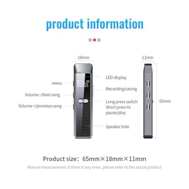 JNN Q7 Mini Portable Voice Recorder with OLED Screen, Memory:4GB(Metal Gray)