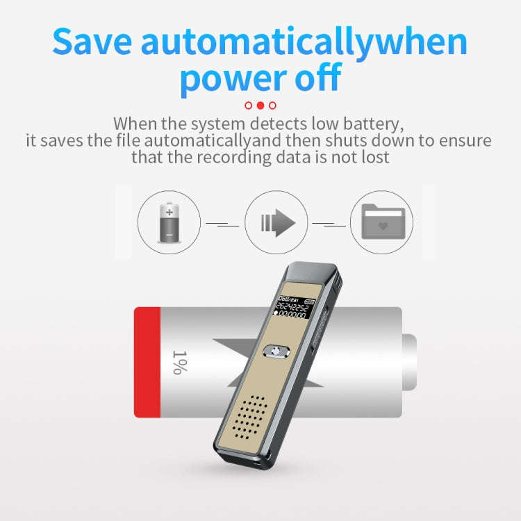 JNN Q7 Mini Portable Voice Recorder with OLED Screen, Memory:8GB(Grey+Gold)