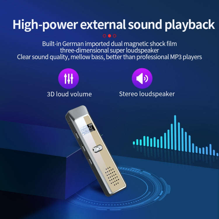 JNN Q7 Mini Portable Voice Recorder with OLED Screen, Memory:8GB(Grey+Gold)