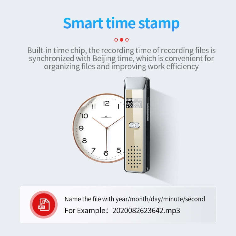 JNN Q7 Mini Portable Voice Recorder with OLED Screen, Memory:8GB(Grey+Gold)