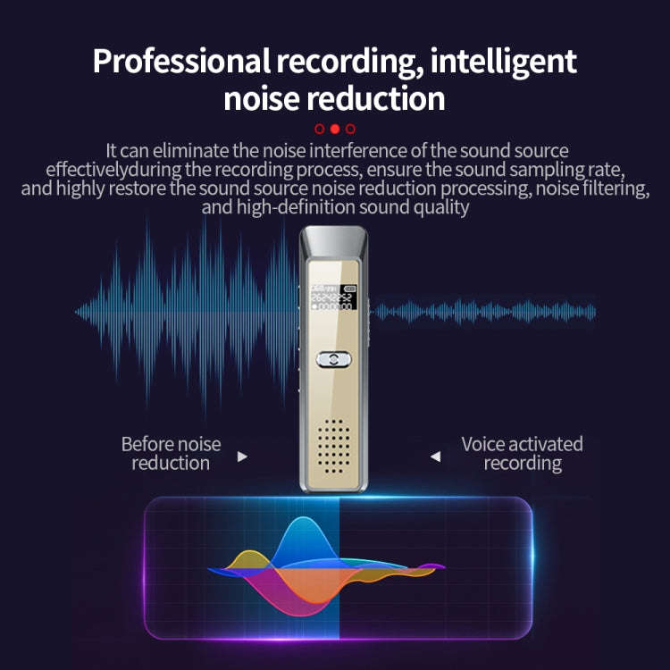 JNN Q7 Mini Portable Voice Recorder with OLED Screen, Memory:8GB(Grey+Gold)