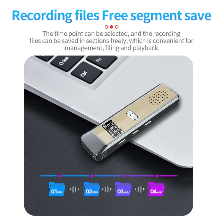 JNN Q7 Mini Portable Voice Recorder with OLED Screen, Memory:8GB(Grey+Gold)