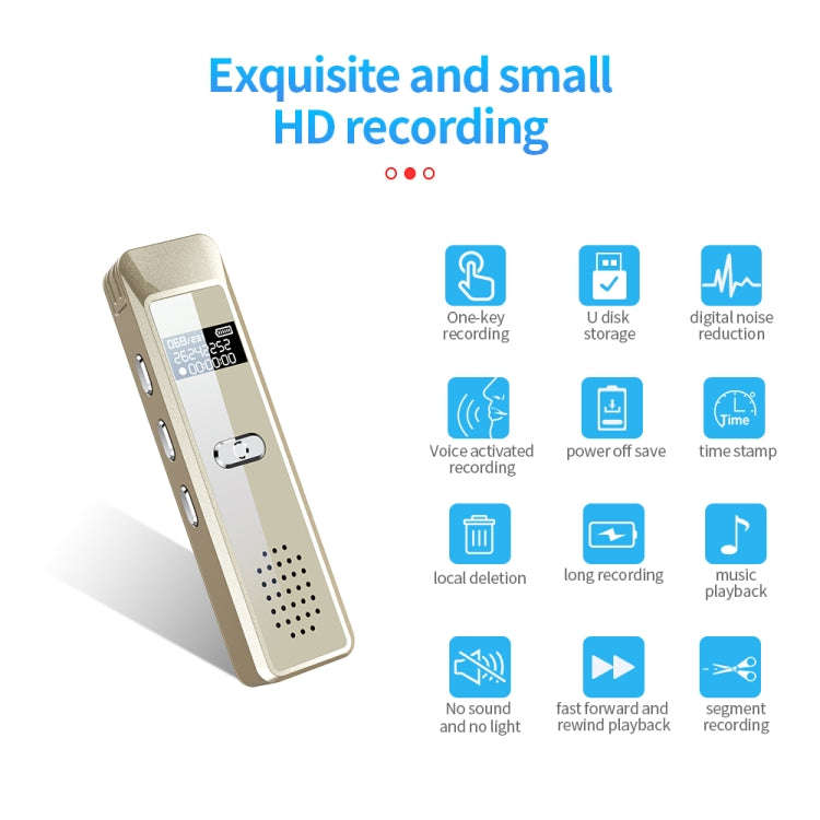 JNN Q7 Mini Portable Voice Recorder with OLED Screen, Memory:16GB(Gold)