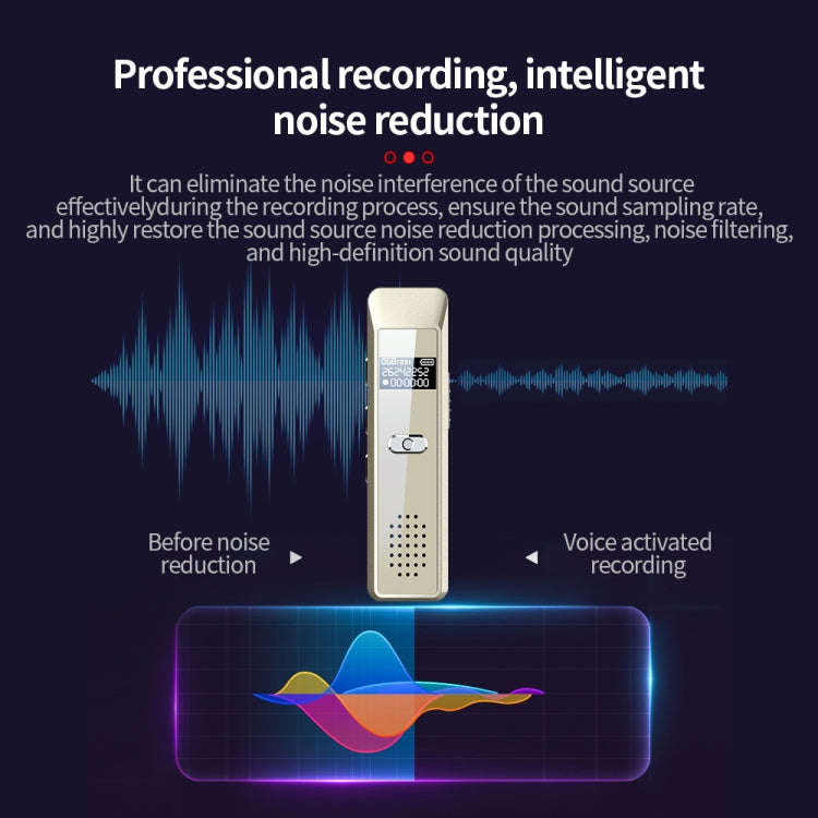 JNN Q7 Mini Portable Voice Recorder with OLED Screen, Memory:16GB(Gold)