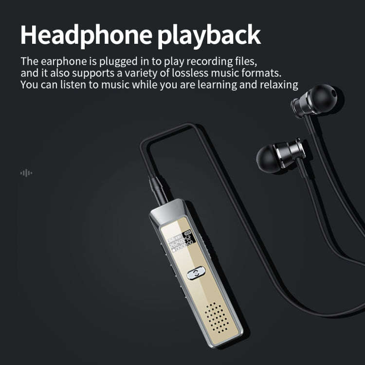 JNN Q7 Mini Portable Voice Recorder with OLED Screen, Memory:16GB(Grey+Gold)