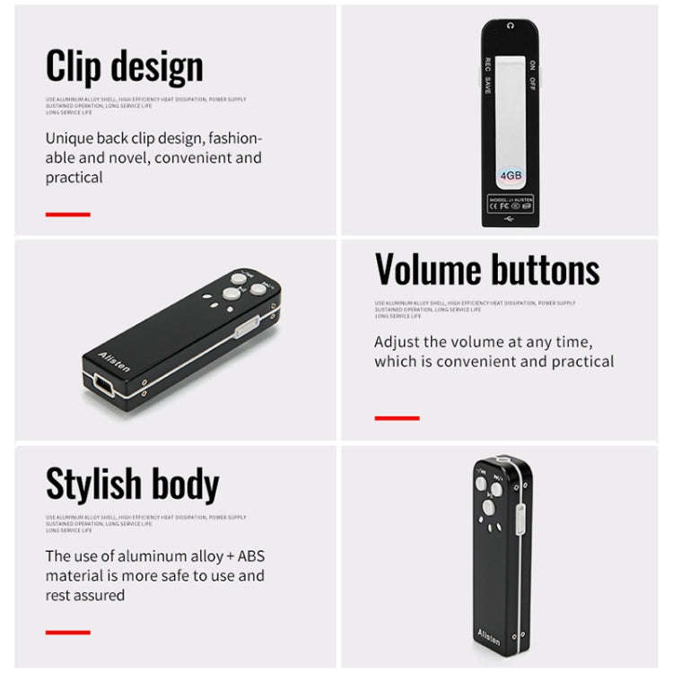 JNN J1 Mini Smart HD Noise Cancelling Voice Recorder, Memory:16GB(Black)