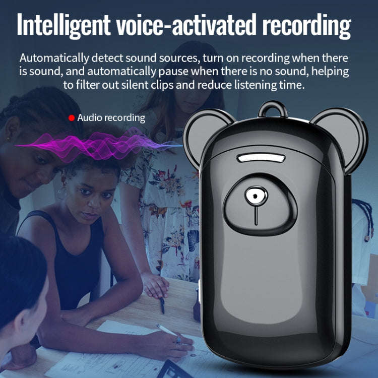 JNN Q6 Bear Smart Noise Cancelling Voice Recorder, Memory:16GB(Black)