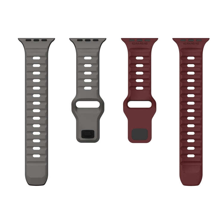 For Apple Watch SE 2022 40mm Wave Texture Reverse Buckle Silicone Watch Band(Space Grey Wine Red)