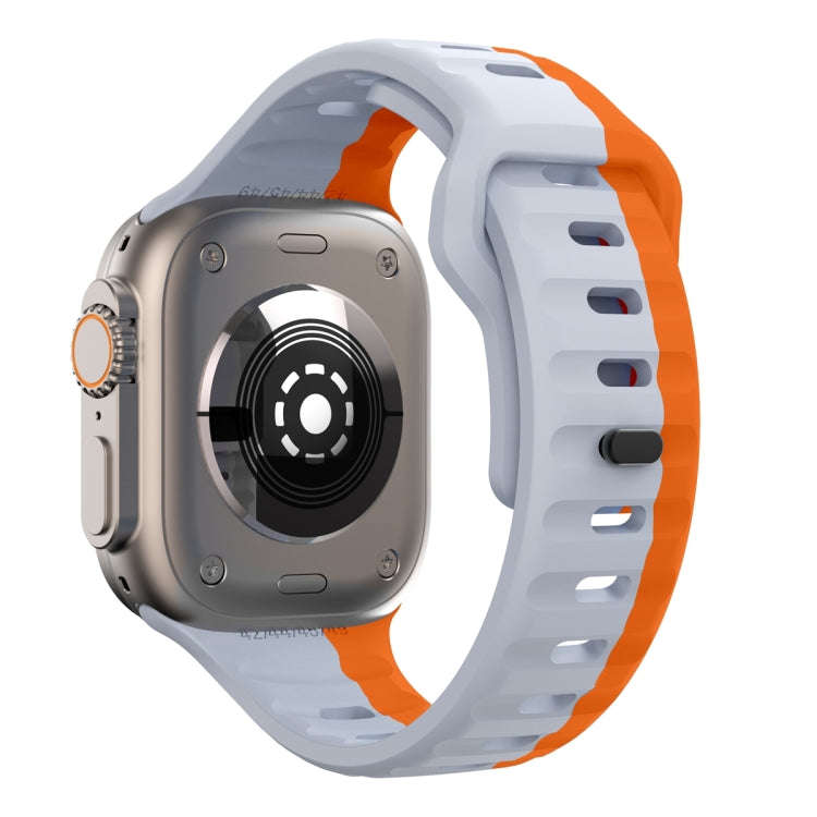 For Apple Watch SE 2022 40mm Wave Texture Reverse Buckle Silicone Watch Band(Grey Orange)