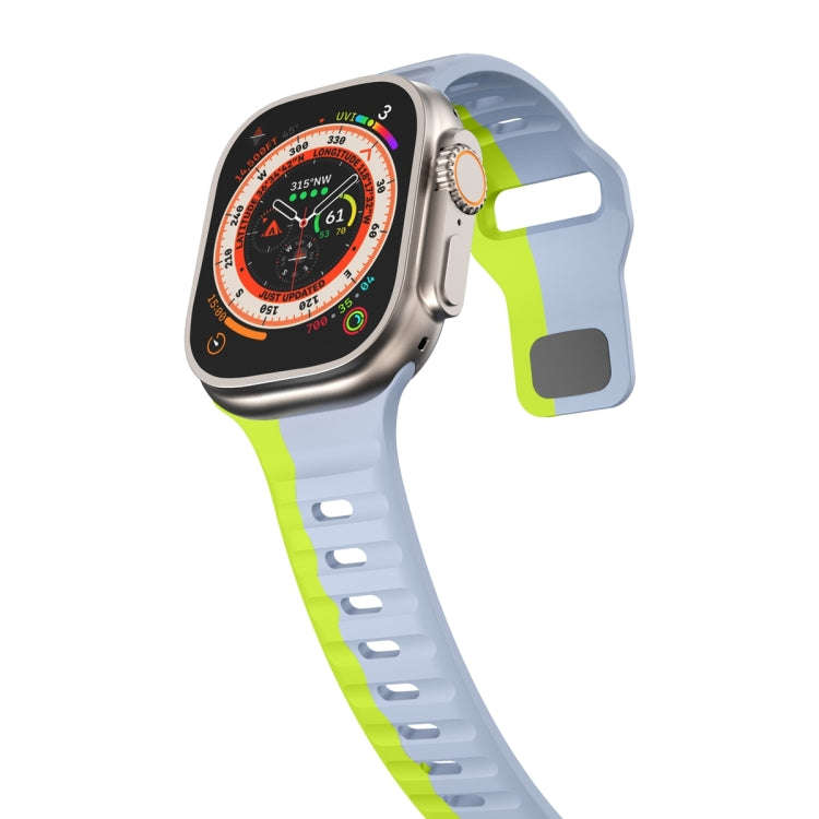 For Apple Watch SE 2022 44mm Wave Texture Reverse Buckle Silicone Watch Band(Grey Green)