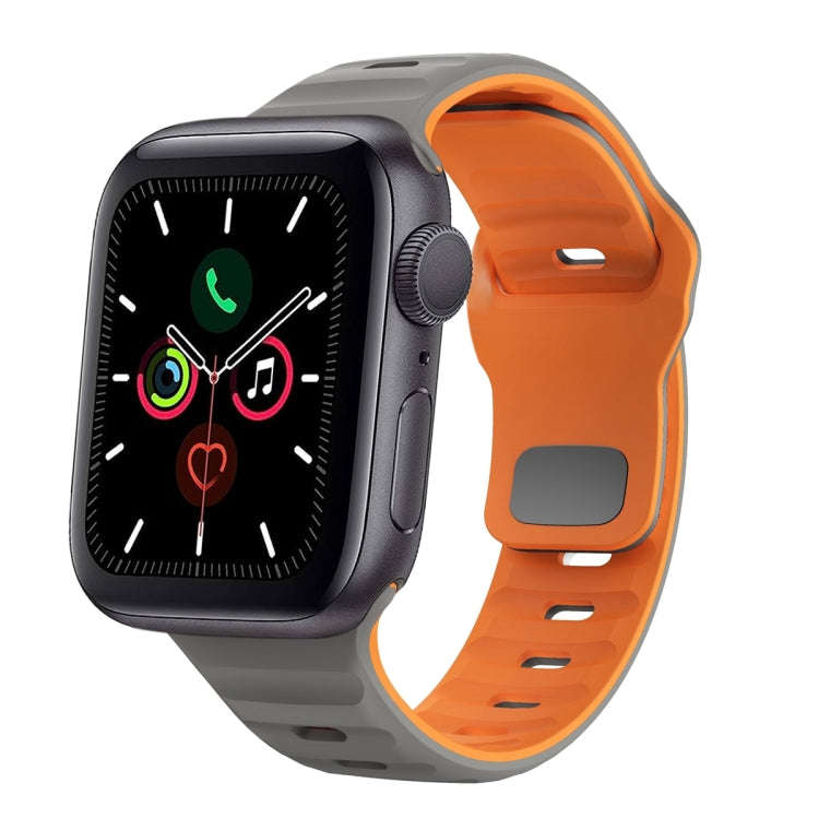 For Apple Watch Series 5 40mm Wave Texture Reverse Buckle Silicone Watch Band(Space Grey Orange)