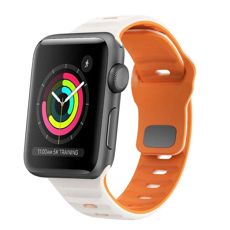 For Apple Watch 38mm Wave Texture Reverse Buckle Silicone Watch Band(Starlight Orange)