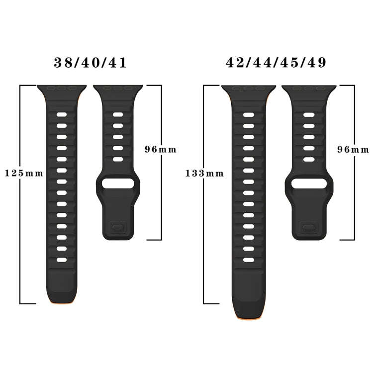 For Apple Watch SE 2022 40mm Wave Texture Reverse Buckle Silicone Watch Band(Grey Orange)