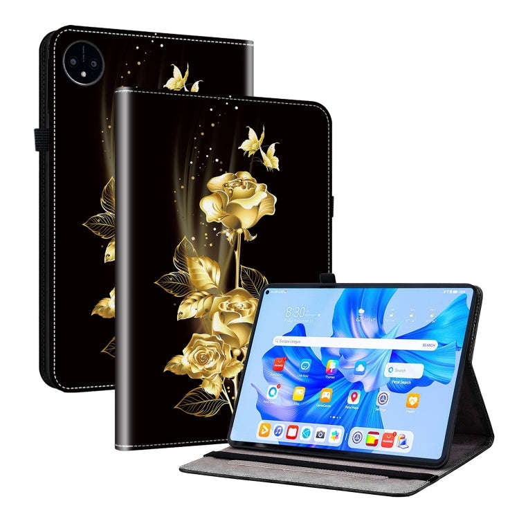 For Huawei MatePad Pro 11 2022 Crystal Texture Painted Leather Smart Tablet Case(Gold Butterfly R...