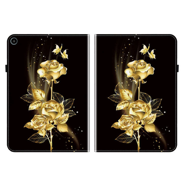 For Huawei MatePad SE 10.4 Crystal Texture Painted Leather Smart Tablet Case(Gold Butterfly Rose)