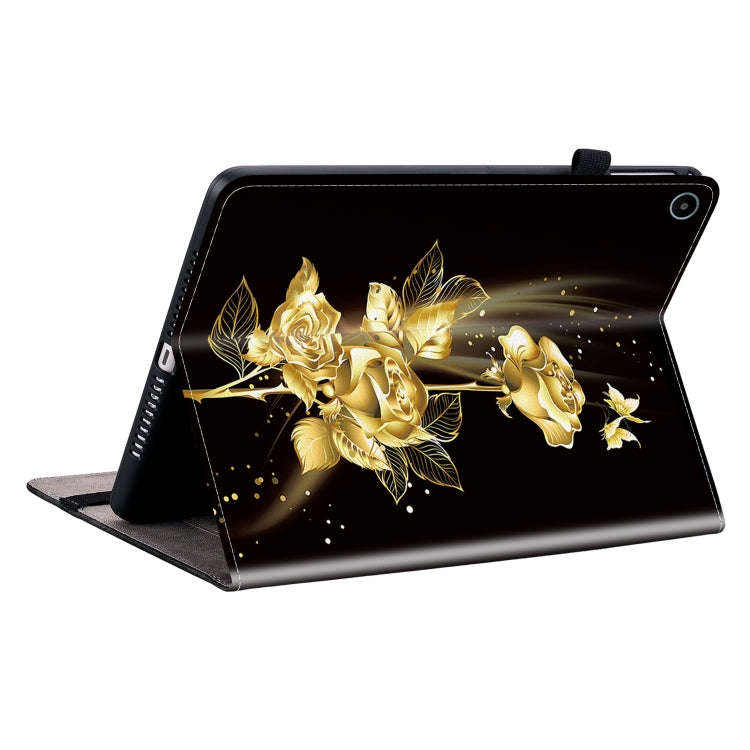 For Huawei MatePad SE 10.4 Crystal Texture Painted Leather Smart Tablet Case(Gold Butterfly Rose)