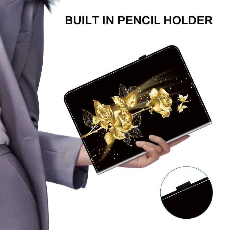 For Huawei MatePad SE 10.4 Crystal Texture Painted Leather Smart Tablet Case(Gold Butterfly Rose)