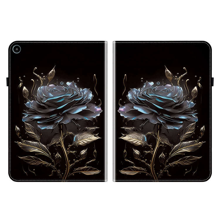 For Huawei MatePad SE 10.4 Crystal Texture Painted Leather Smart Tablet Case(Black Rose)