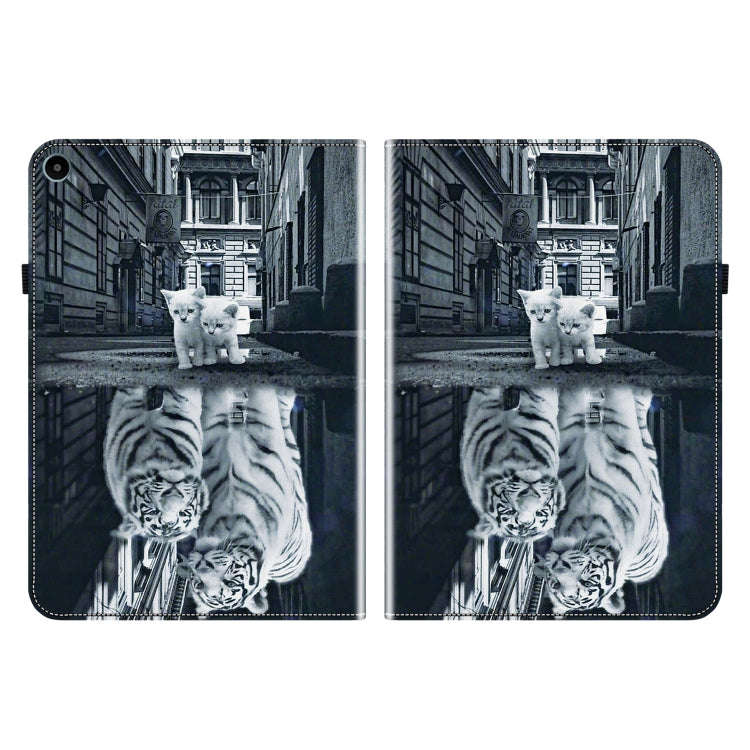 For Huawei MatePad SE 10.4 Crystal Texture Painted Leather Smart Tablet Case(Cat Reflection Tiger)