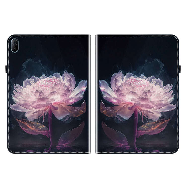 For Huawei MatePad SE 11 2024 Crystal Texture Painted Leather Smart Tablet Case(Purple Peony)