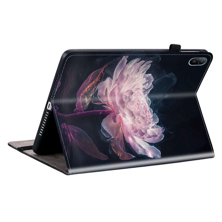 For Huawei MatePad SE 11 2024 Crystal Texture Painted Leather Smart Tablet Case(Purple Peony)