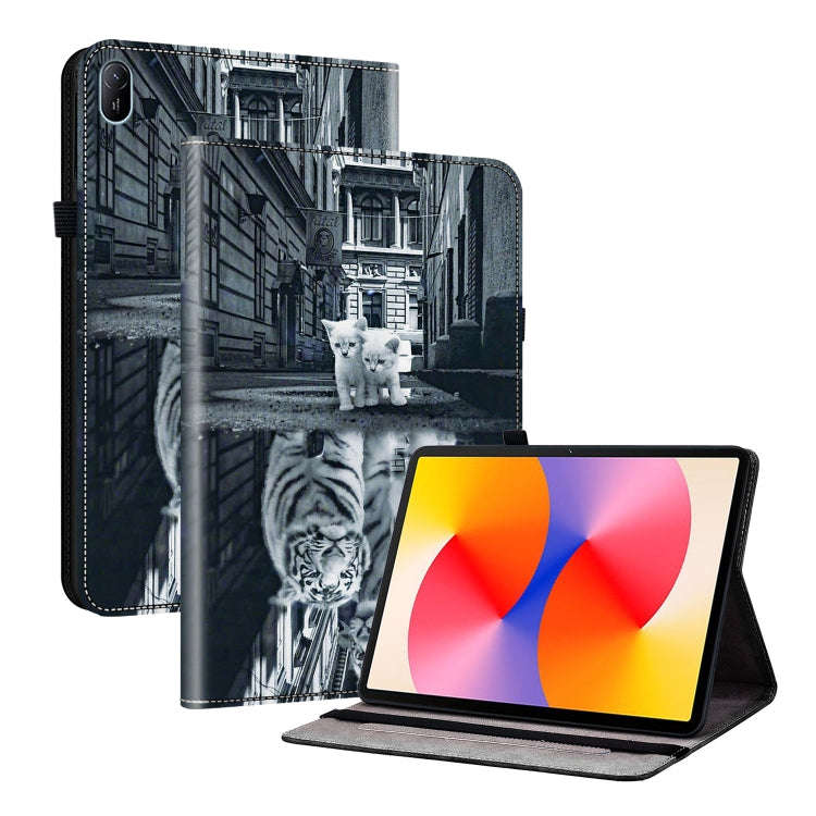 For Huawei MatePad SE 11 2024 Crystal Texture Painted Leather Smart Tablet Case(Cat Reflection Ti...