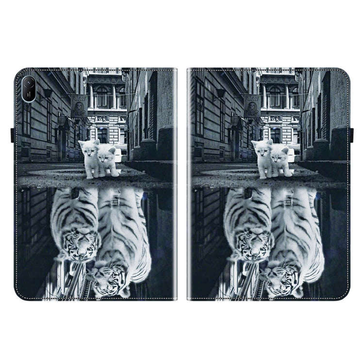 For Huawei MatePad SE 11 2024 Crystal Texture Painted Leather Smart Tablet Case(Cat Reflection Ti...