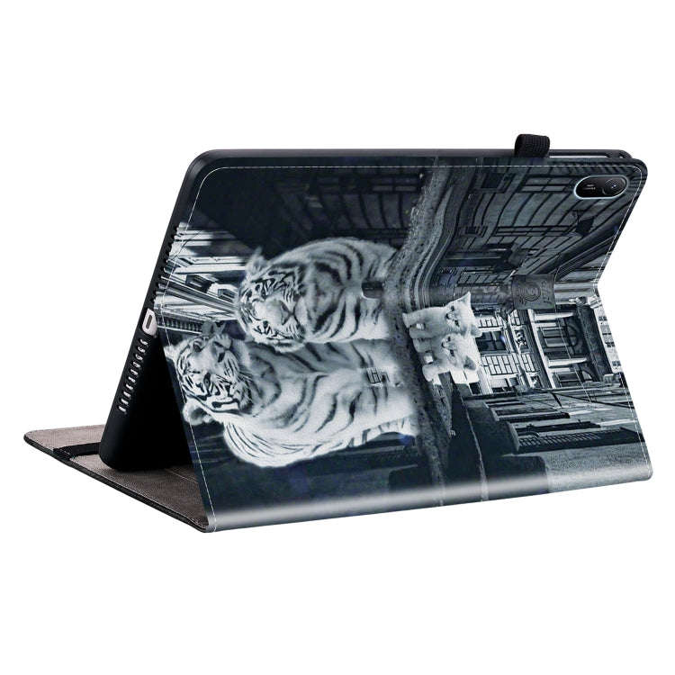 For Huawei MatePad SE 11 2024 Crystal Texture Painted Leather Smart Tablet Case(Cat Reflection Ti...