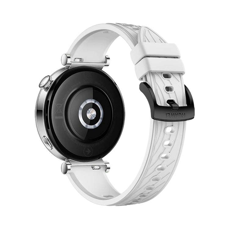 For Huawei Watch GT 4 18mm Texture Black Buckle Silicone Watch Band(White)