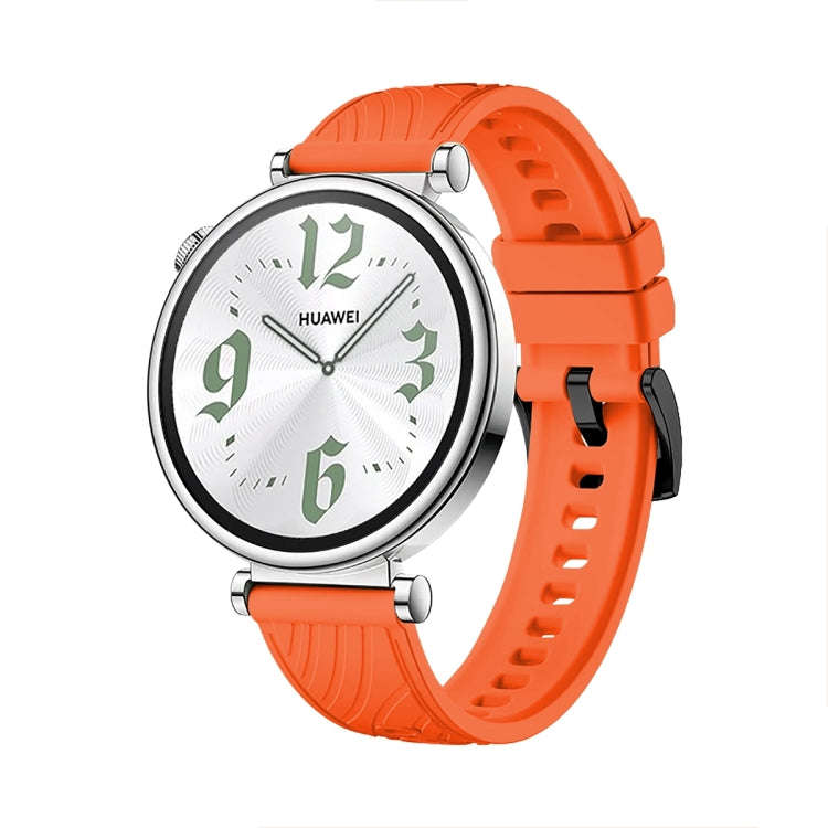 For Huawei Watch GT 4 18mm Texture Black Buckle Silicone Watch Band(Orange)