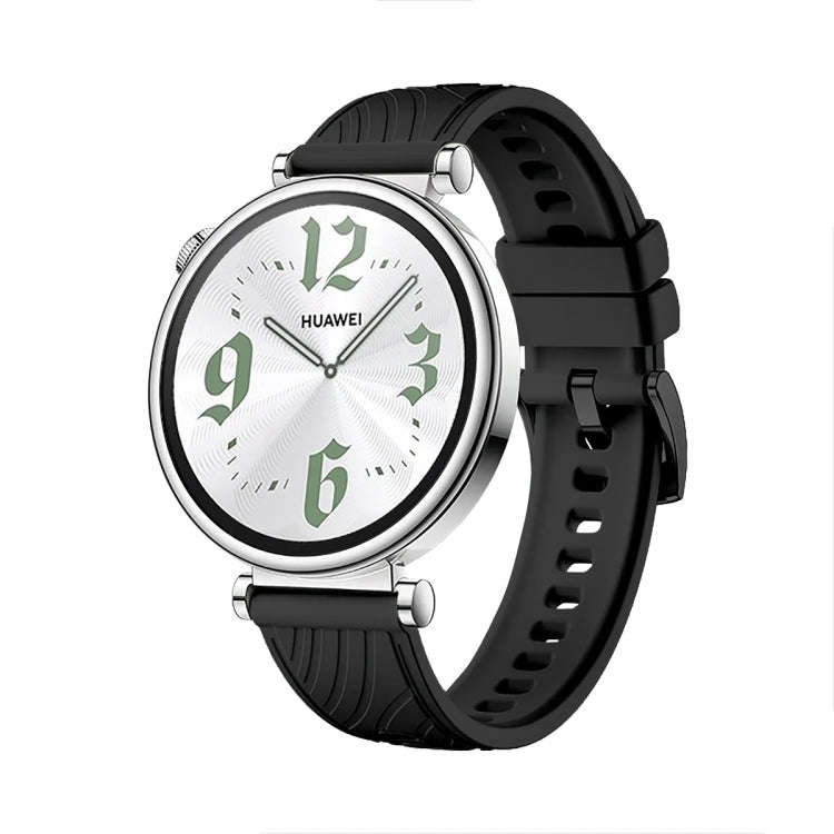 For Huawei Watch GT 4 18mm Texture Black Buckle Silicone Watch Band(Black)