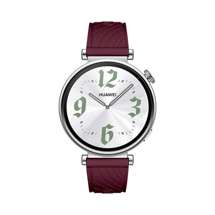 For Huawei Watch GT 4 18mm Texture Black Buckle Silicone Watch Band(Wine Red)