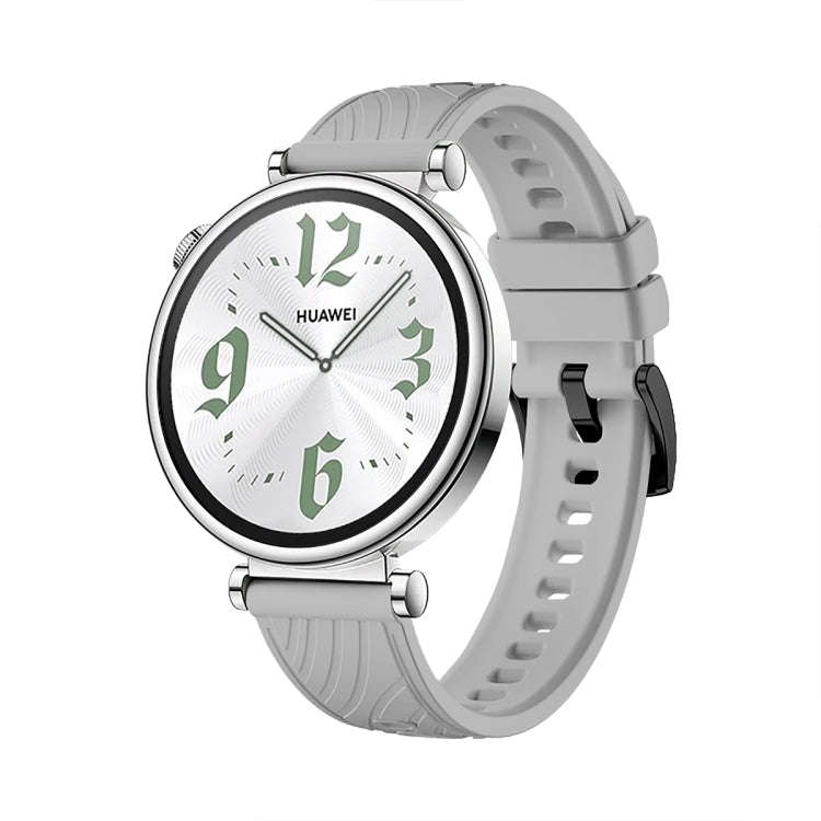 For Huawei Watch GT 4 18mm Texture Black Buckle Silicone Watch Band(Light Grey)