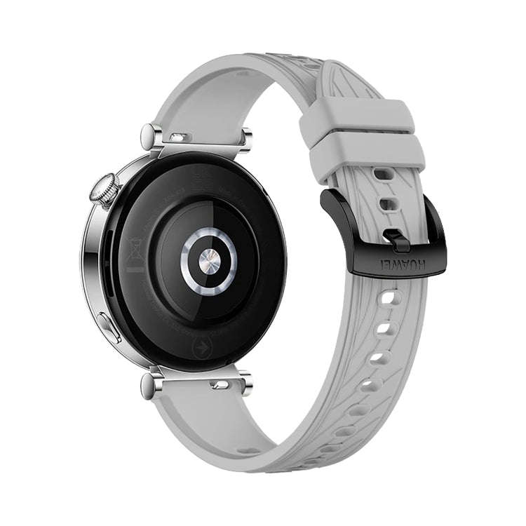 For Huawei Watch GT 4 18mm Texture Black Buckle Silicone Watch Band(Light Grey)