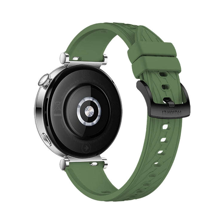 For Huawei Watch GT 4 18mm Texture Black Buckle Silicone Watch Band(Spruce Green)