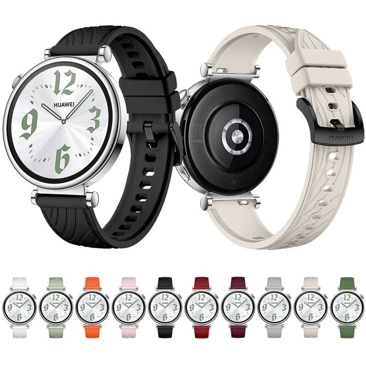 For Huawei Watch GT 4 18mm Texture Black Buckle Silicone Watch Band(Wine Red)