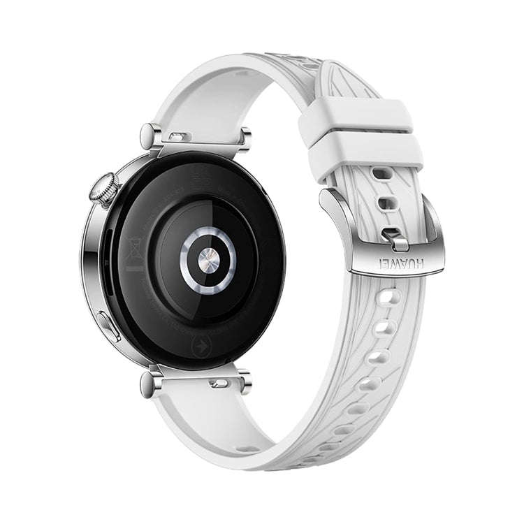 For Huawei Watch GT 4 18mm Texture Silver Buckle Silicone Watch Band(White)