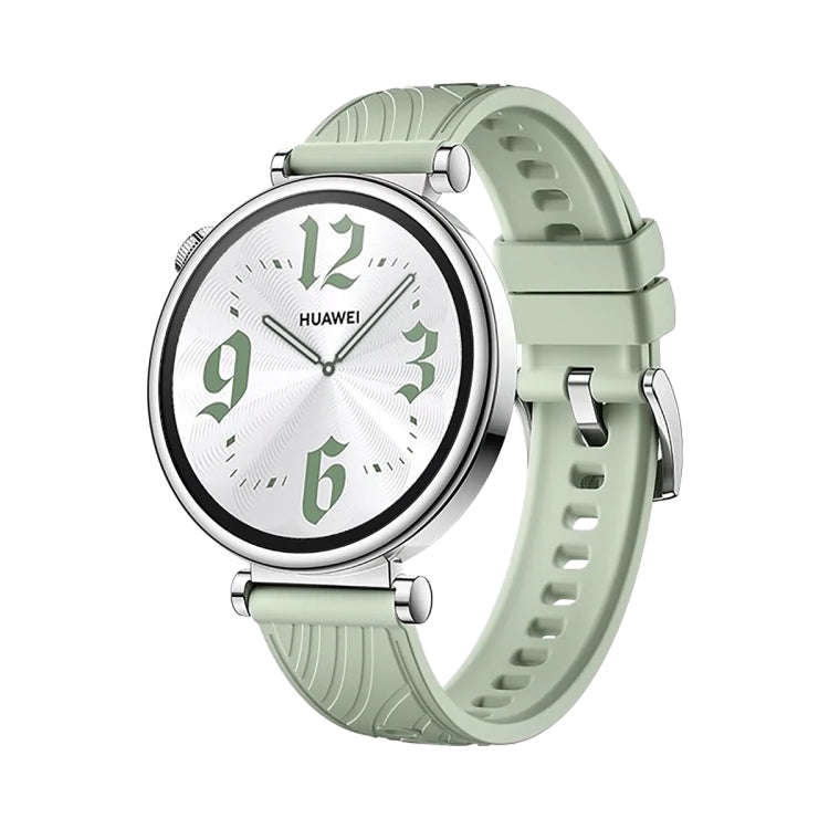For Huawei Watch GT 4 18mm Texture Silver Buckle Silicone Watch Band(Green)