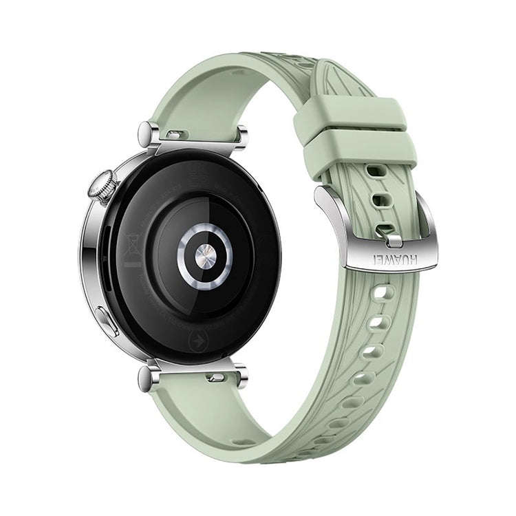 For Huawei Watch GT 4 18mm Texture Silver Buckle Silicone Watch Band(Green)