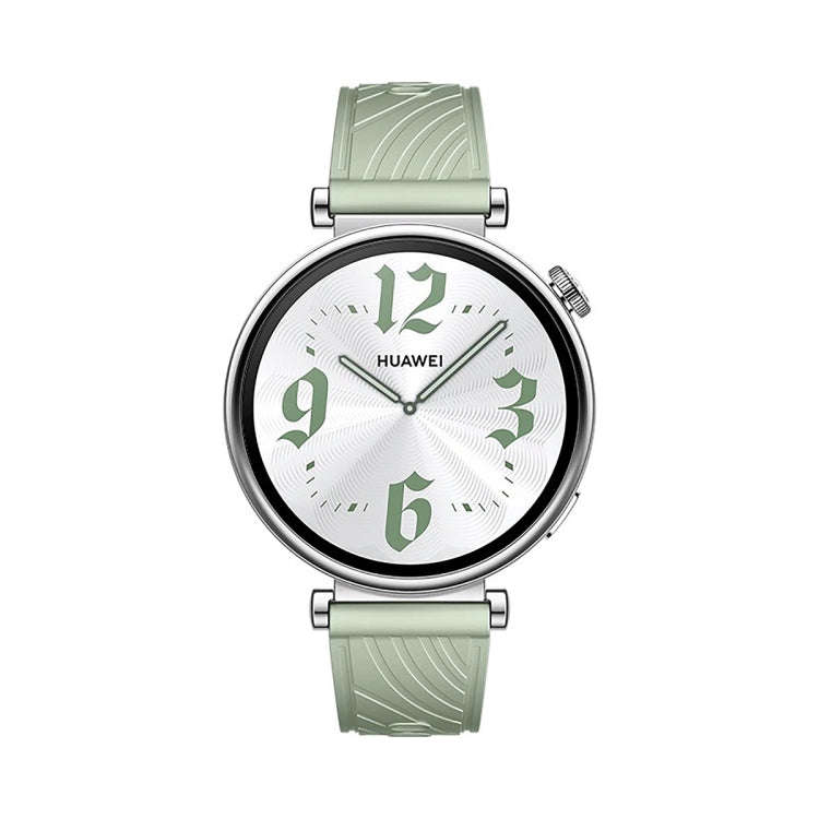 For Huawei Watch GT 4 18mm Texture Silver Buckle Silicone Watch Band(Green)
