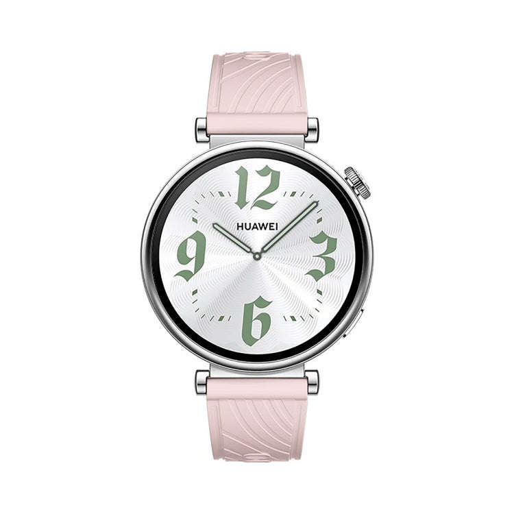 For Huawei Watch GT 4 18mm Texture Silver Buckle Silicone Watch Band(Pink)