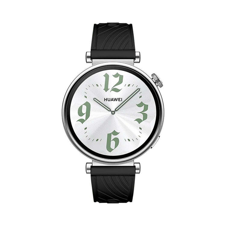 For Huawei Watch GT 4 18mm Texture Silver Buckle Silicone Watch Band(Black)