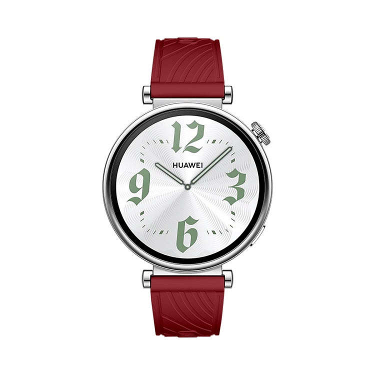 For Huawei Watch GT 4 18mm Texture Silver Buckle Silicone Watch Band(Red)